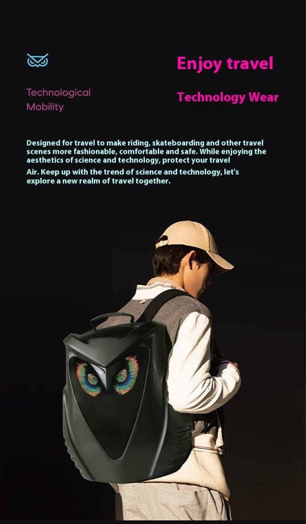 Motorcycle LED Riding Display Backpack Demon Eye Animation Backpack - 图片 5