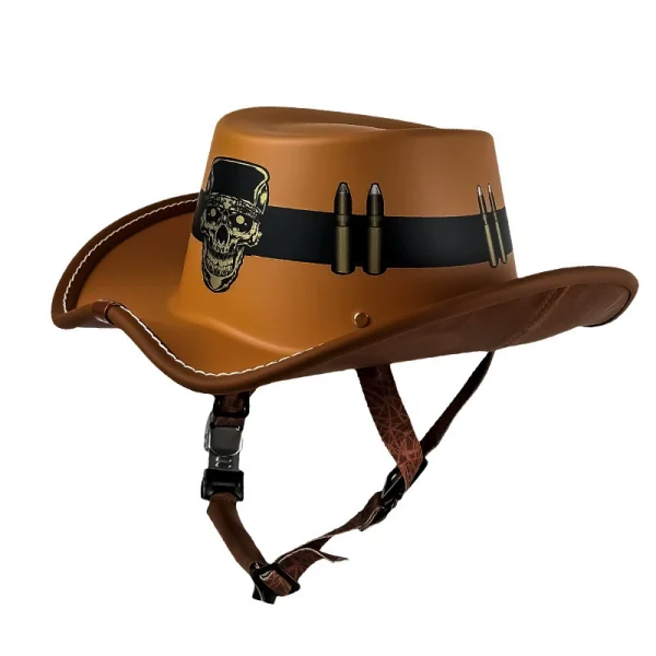Half helmet retro cowboy hat - 图片 2