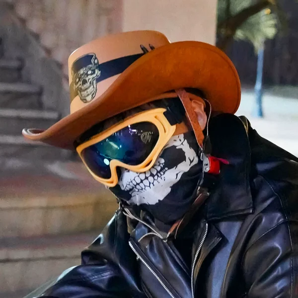 Half helmet retro cowboy hat