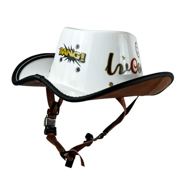 Half helmet retro cowboy hat - 图片 4