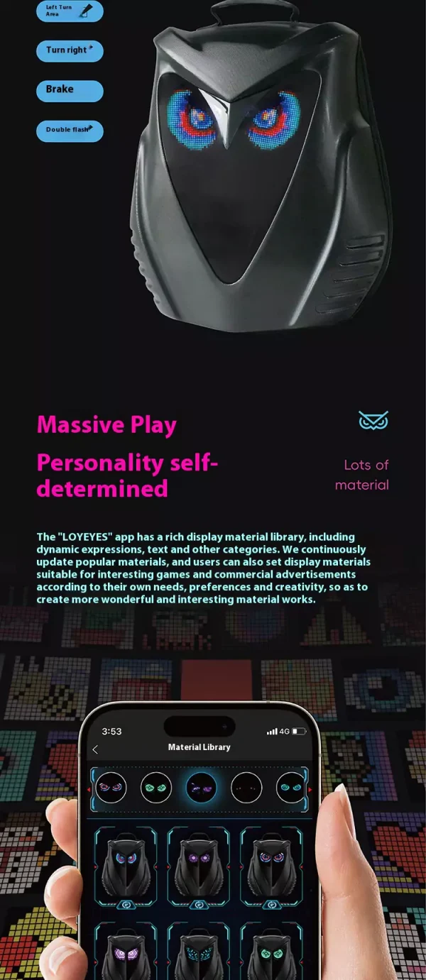 LED Cycling Display Helmet Backpack - 图片 5