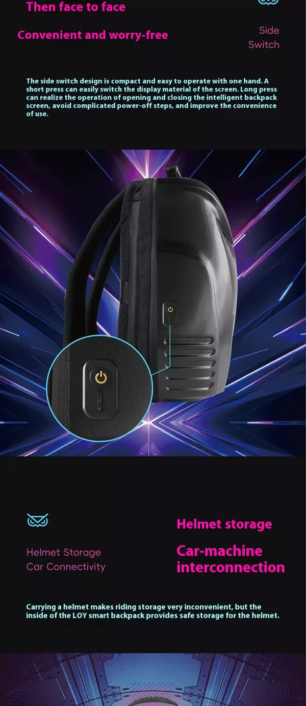 LED Cycling Display Helmet Backpack - 图片 4
